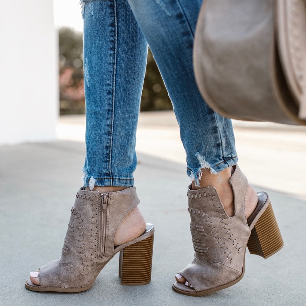 Shayla peep toe bootie - taupe